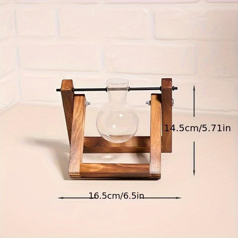 3 Pcs Vase Set, Solid Wood Frame with Glass Vases, Creative Wooden Rack for Spider Plants, Aquatic Plant Decor, Office Desk Decoration, Gift for Friends