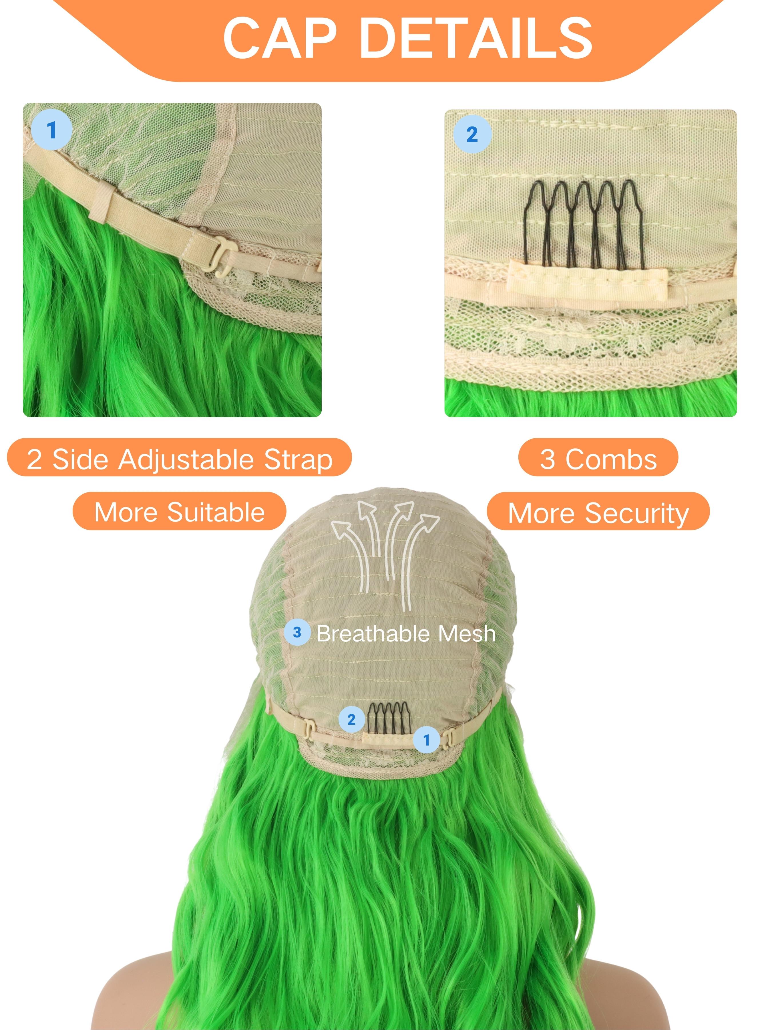 Neon Green Body Wave Wigs 13x4 HD Lace Front Wigs Pre-Plucked Hairline Synthetic Wig Concert Look Body Wave Wig Coachella Festival Look Lace Front Wigs for Women Party Cosplay Stage 28 Inch