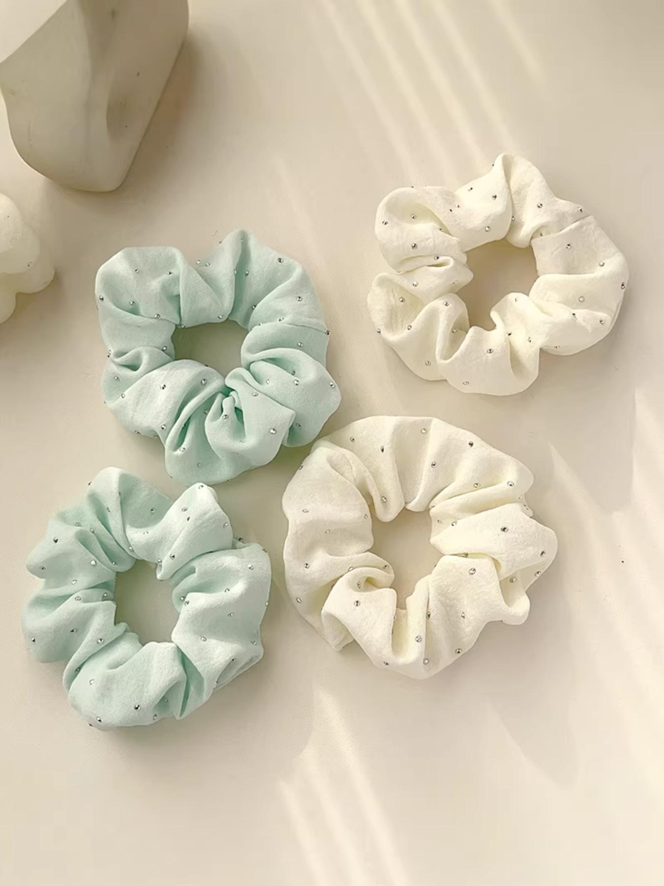 2-Pack Elegant Rhinestone Hair Ties, New Summer High-End Headbands, Simple Fabric Elastic Bands, Daily Commute Fashion Accessories