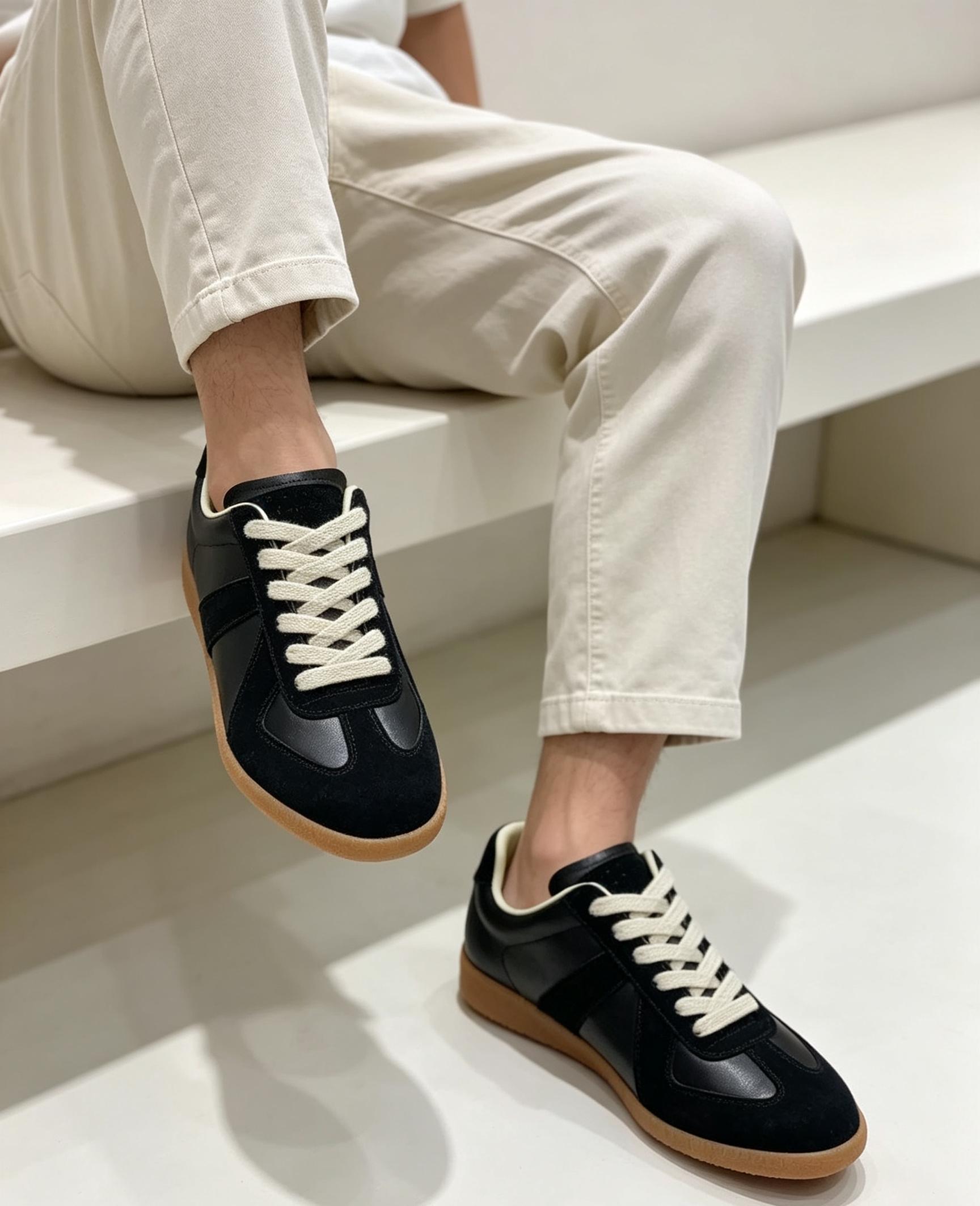 Women's Vintage Low Top Closed Sneakers - Suede & Leather Patchwork, Lace Up, Classic Gum Outsole, Athletic Sports Footwear for Daily Wear, Walking Shoes, Street Fashion Trainers, Sports Shoes