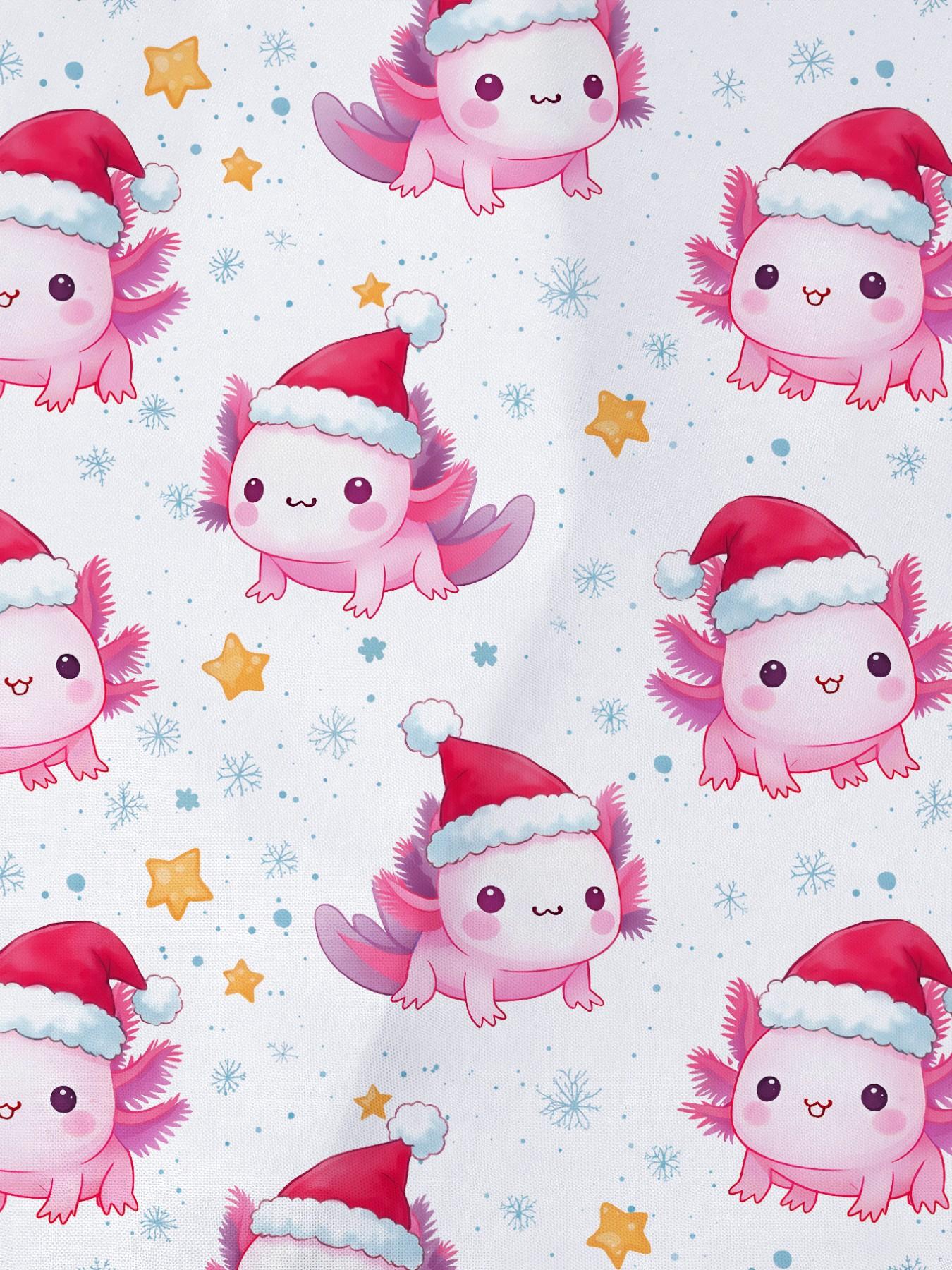 New Christmas Cartoon Print Kids Pajama Set, Short Sleeve Shirt and Loose Fit Pants, Breathable Casual for Holiday Parties
