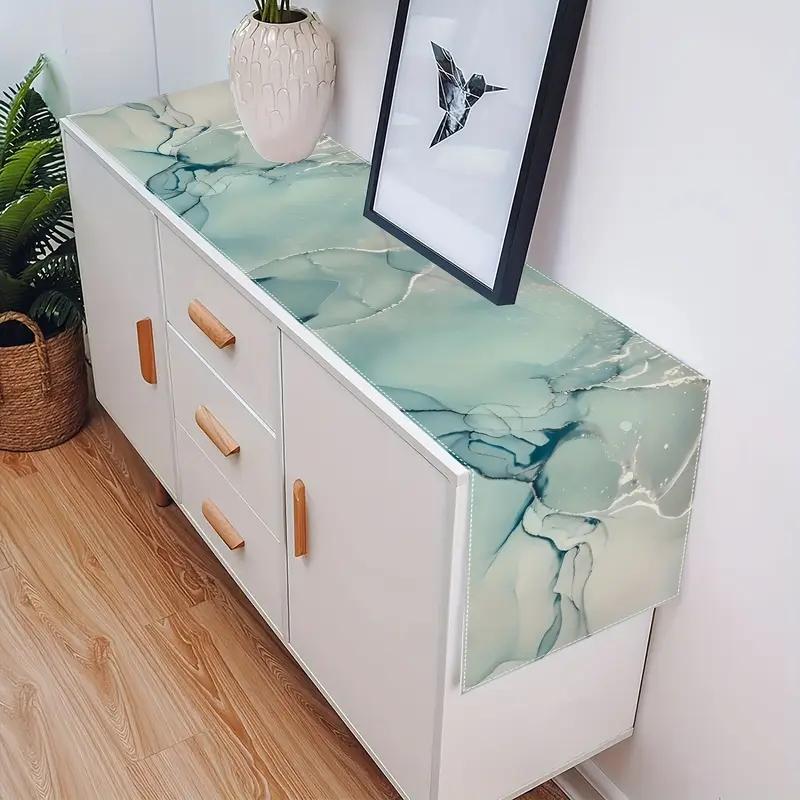 Modern Marble Texture Table Runner Set, Turquoise Color Dining Room Decor, Ideal for Wedding & Holiday Parties, Kitchen Accessories