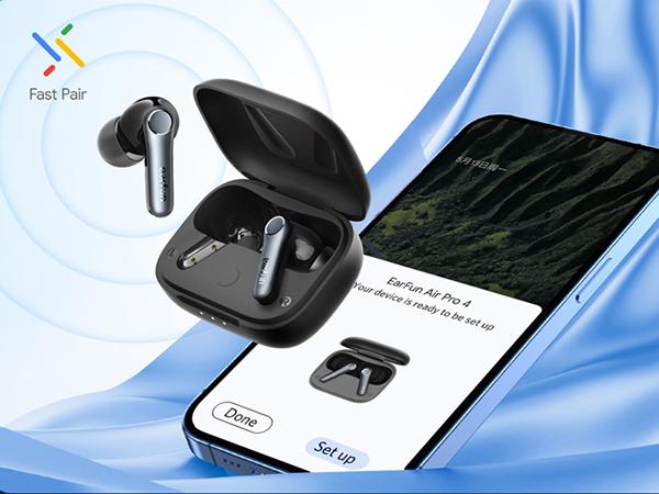 EarFun Air Pro 4 Adaptive Hybrid Noise Canceling Wireless Earbuds, Qualcomm Snapdragon Sound, aptX Lossless, 6 Mics AI CVC 8.0 Call, LDAC Hi-Res Audio, 52H Playtime, Bluetooth 5.4, White