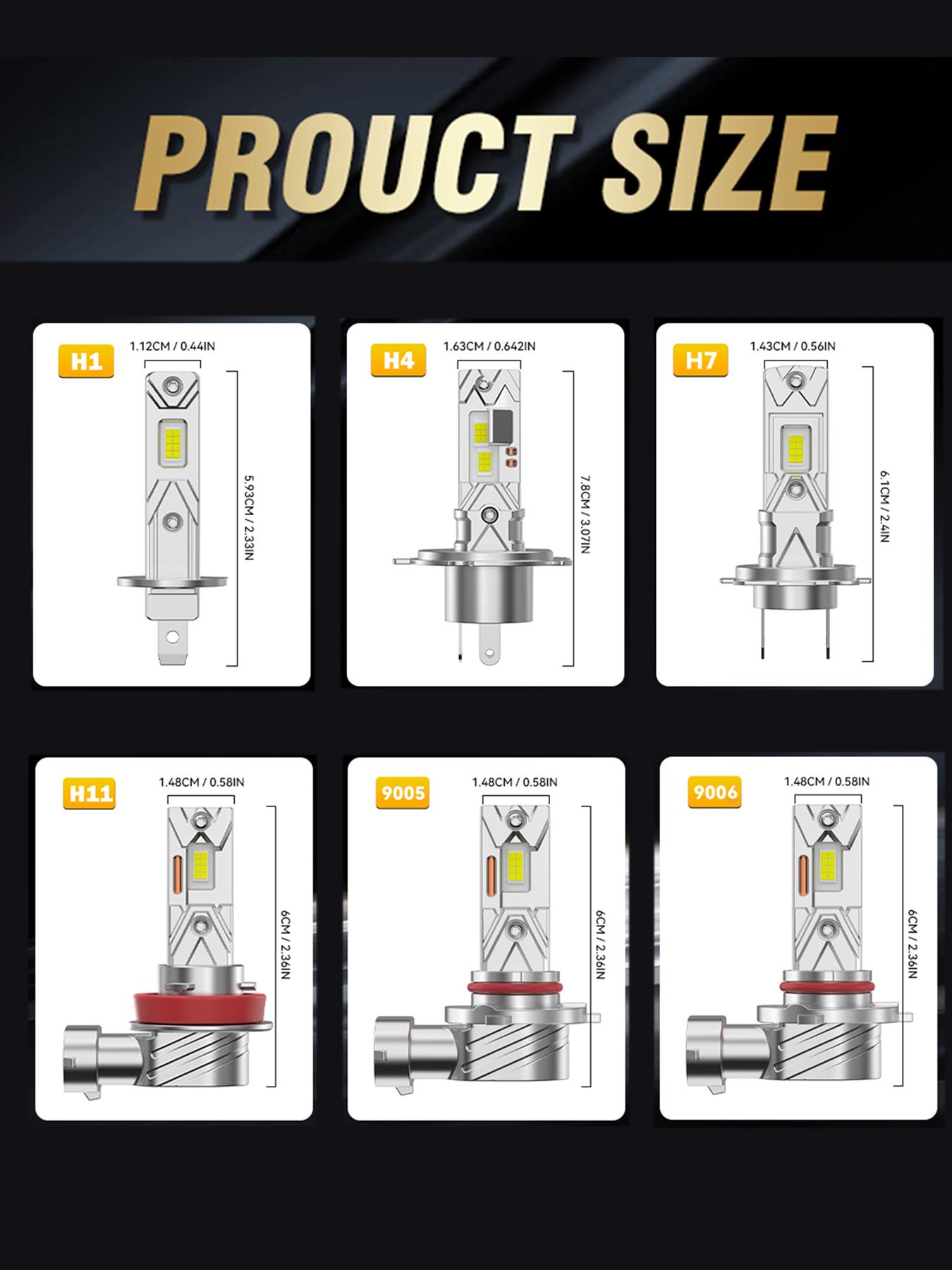 2pcs H1 H7 LED Headlight Bulbs H4 H11 HB3 HB4 9005 9006 H9 H8 Mini 50000LM 6000K CSP Car Headlamps 120W Automobile LED Lamp 12V