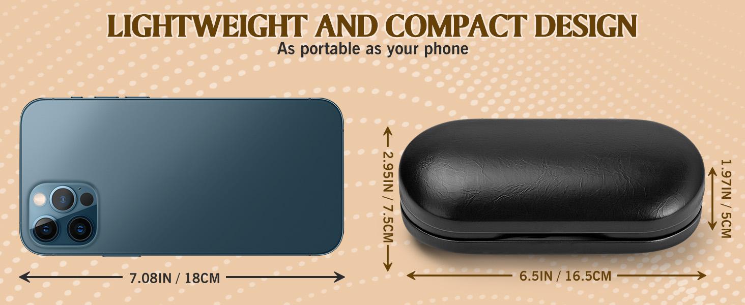 2 in 1 Contact Lens and Glasses Case Double Sided Portable Eyeglasses Case with Built-in Mirror Tweezer Remover and Contact Lens Solution Bottle Storage Kit for Travel Outdoors Daily Use