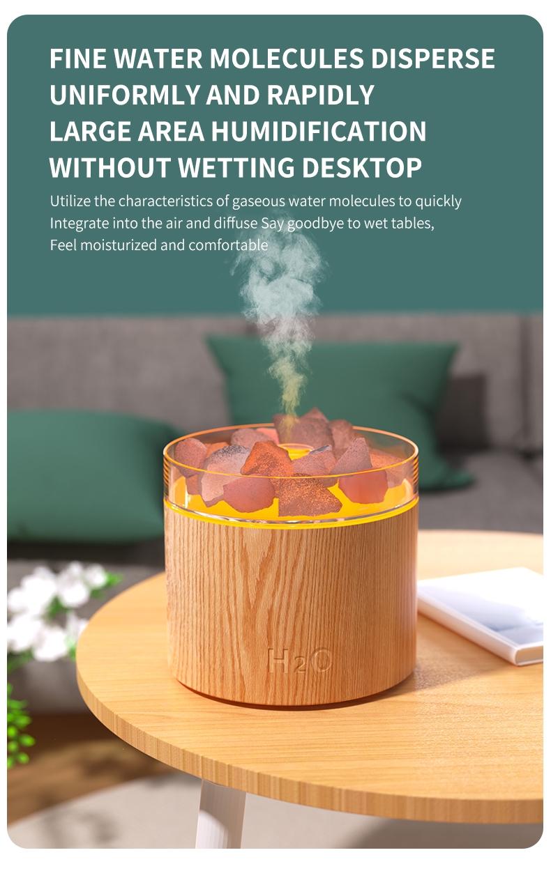 Home Humidifier with Aromatherapy Diffuser, Crystal Salt Stone Design, Colorful Lights, Ideal for Bedroom Living Room Hotel Multi-Room Use, Aroma Diffuser Humidifiers