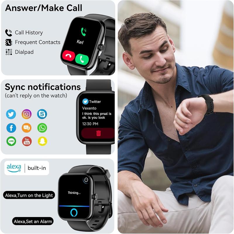 Smart watch, wireless calling/dialing, multi sport mode, call reminder and rejection, SMS reminder, message