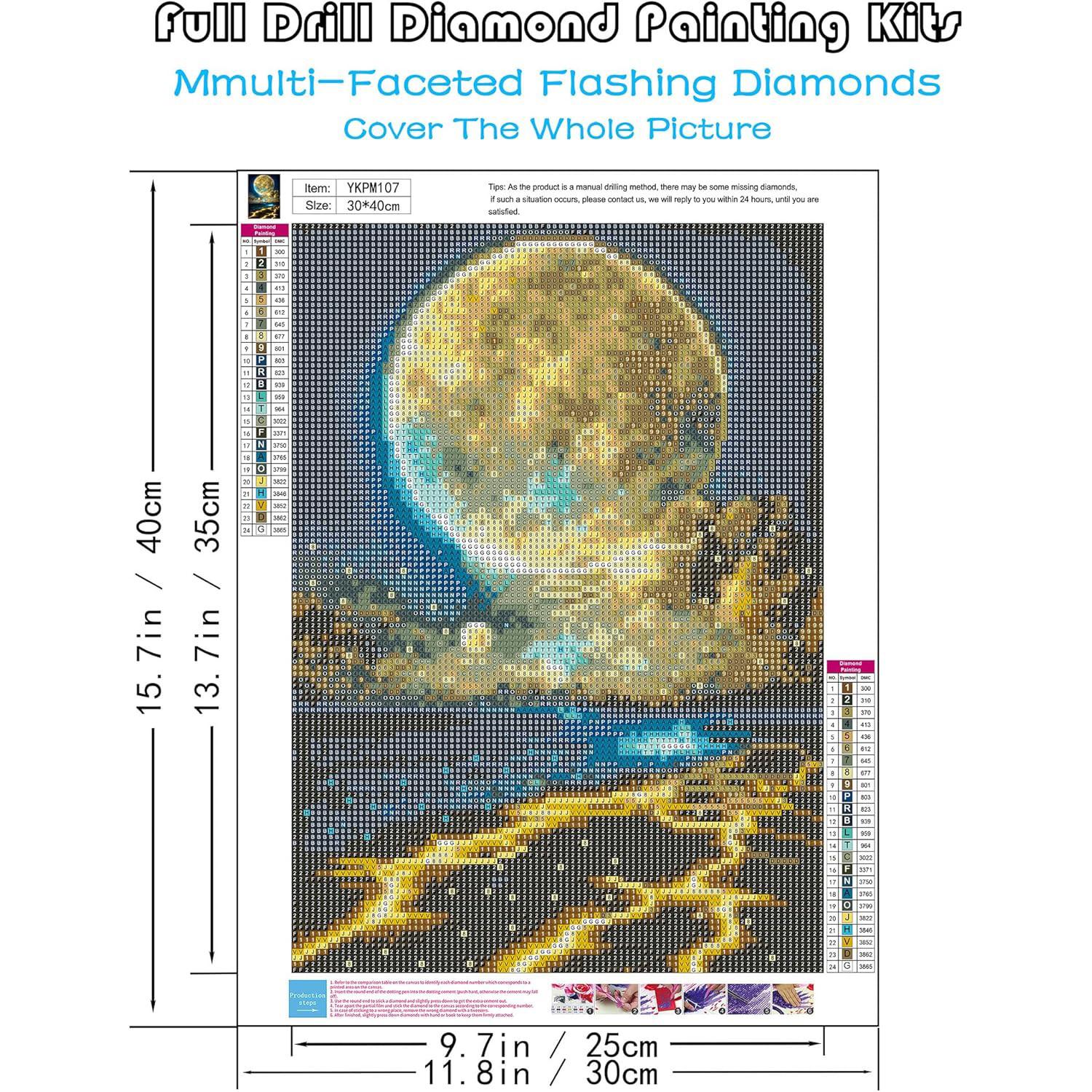 Adult 5D Diamond Painting Kit, Beginner-Friendly Moon Beach DIY Full Round Drill Moonlight Landscape, Home Wall Decor, 12x16 Inches, No Frame Included