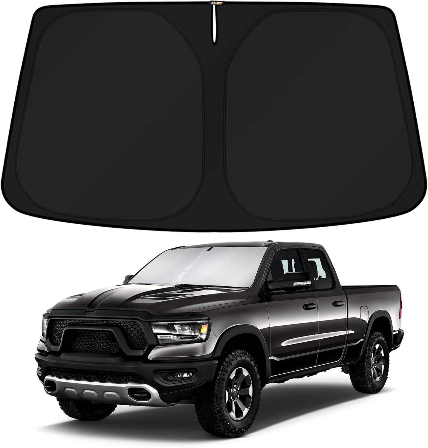 Canvcle Windshield Sun Shade for 2011-2025 Dodge RAM 1500 CrewCab MegaCab 2Dr RegularCab 4Dr QuadCab Foldable Sun Visor Protector Blocks UV Rays Keeps Car Cooler Premium Fabric Material Energy Efficient AC - Semi Truck Sunshade