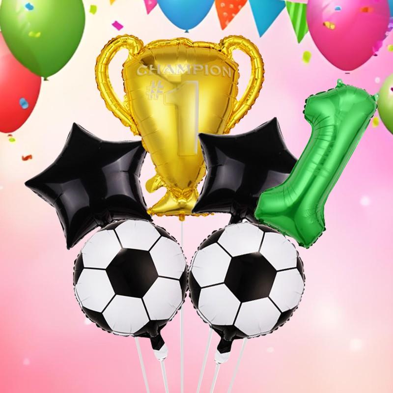 Soccer Trophy Number Foil Balloons, Multi Shape Mixed Color Set, Sports Events, Championship Celebrations, Festival & Party Decor