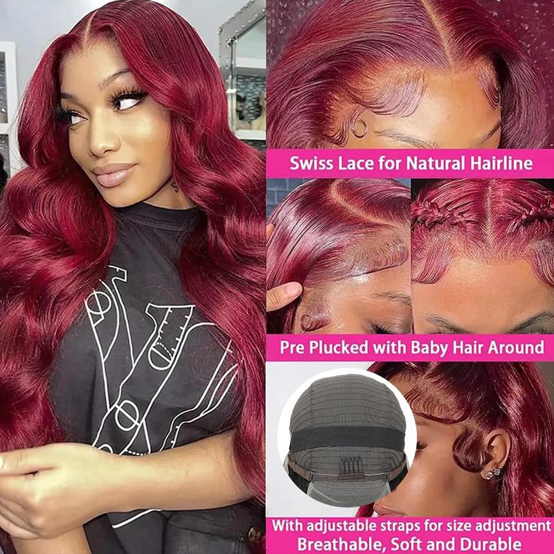 99J Burgundy 13X4 Lace Front Wigs Human Hair Body Wave 13x6 HD Transparent Lace Frontal Wig Pre Plucked With Baby Hair