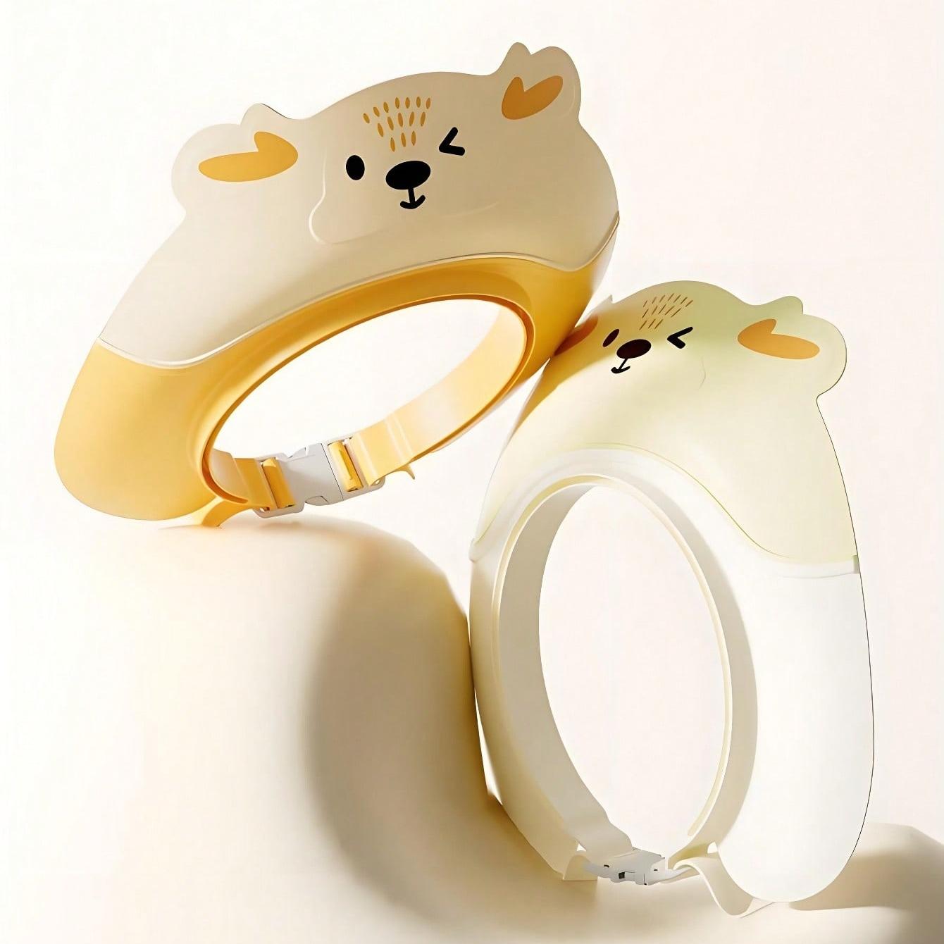 Cartoon Shower Cap/baby Bath Hat, Dual-Layer Portable Detachable Foldable, Wide Brim, Ear Protection, Adjustable Head Size, Three-Way Waterproof