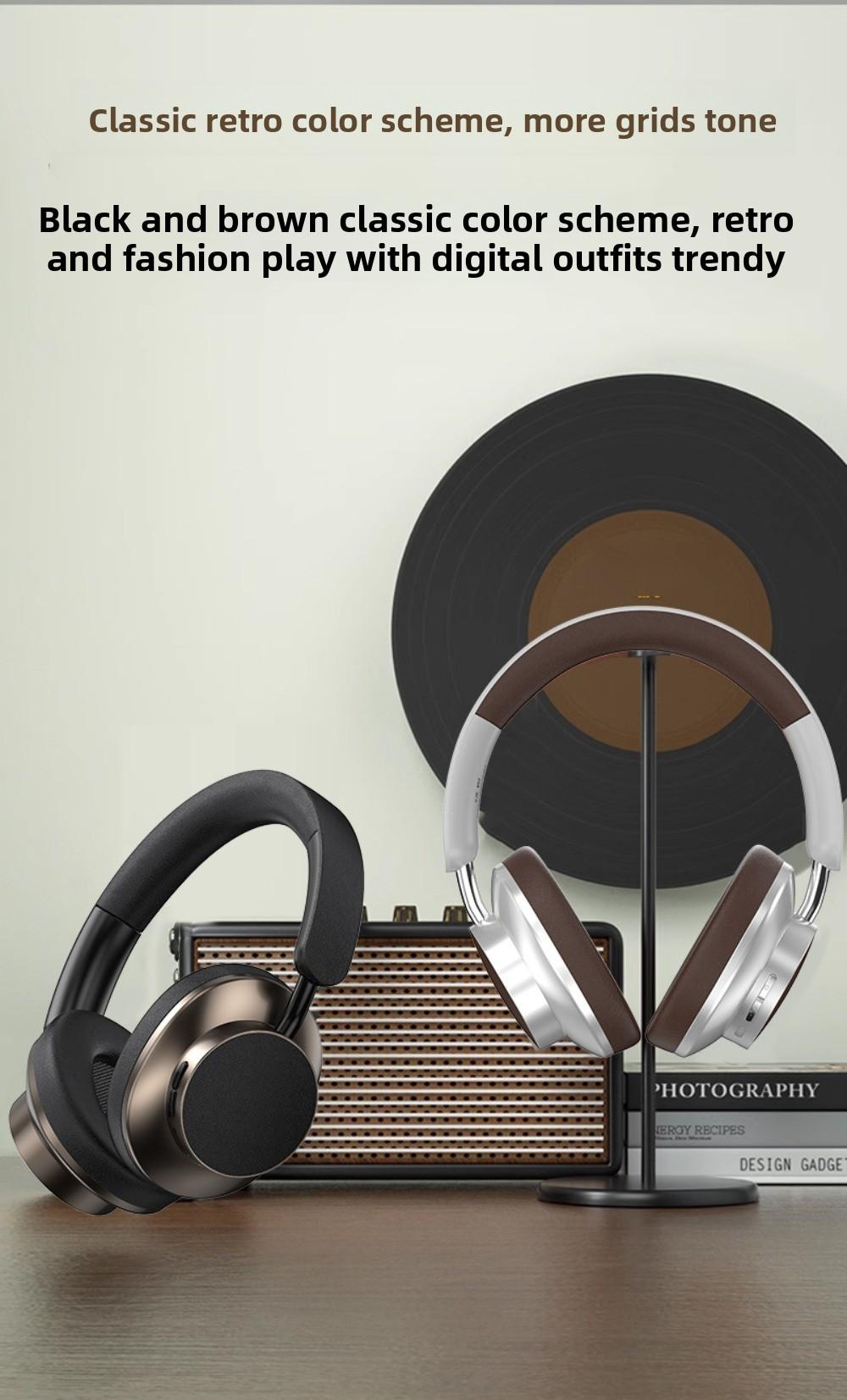 Retro Foldable Bluetooth Headset 5.3 | Wireless Sports Headphone with Microphone | American Classic Style | Noise Isolation | 25H Playtime