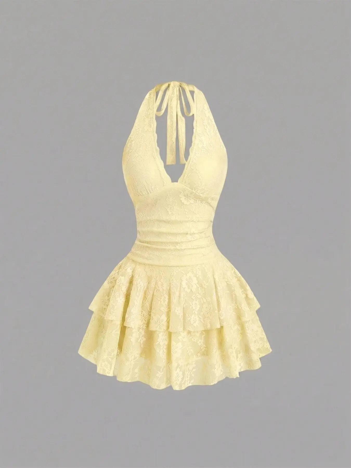 Women's Sleeveless V-Neck Lace Sexy Mini Dress, Perfect for Dates, Elegant Lace Dress for Special Occasions