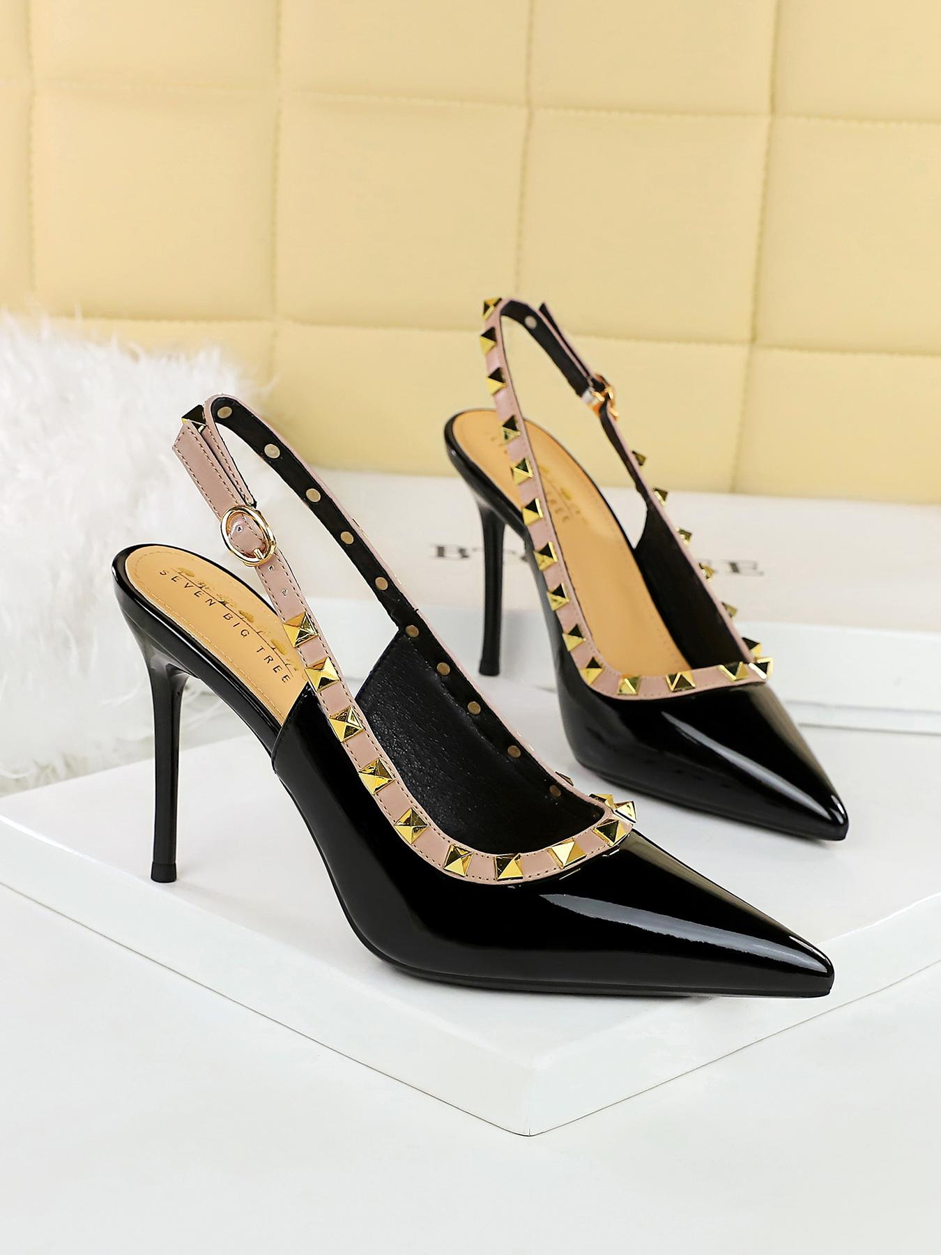Women's Fashionable Studded Decor High Heel Shoes, Elegant Pointed Toe Slingback Heels for Party, Daily Clothing Decor for Women & Girls, Footwear