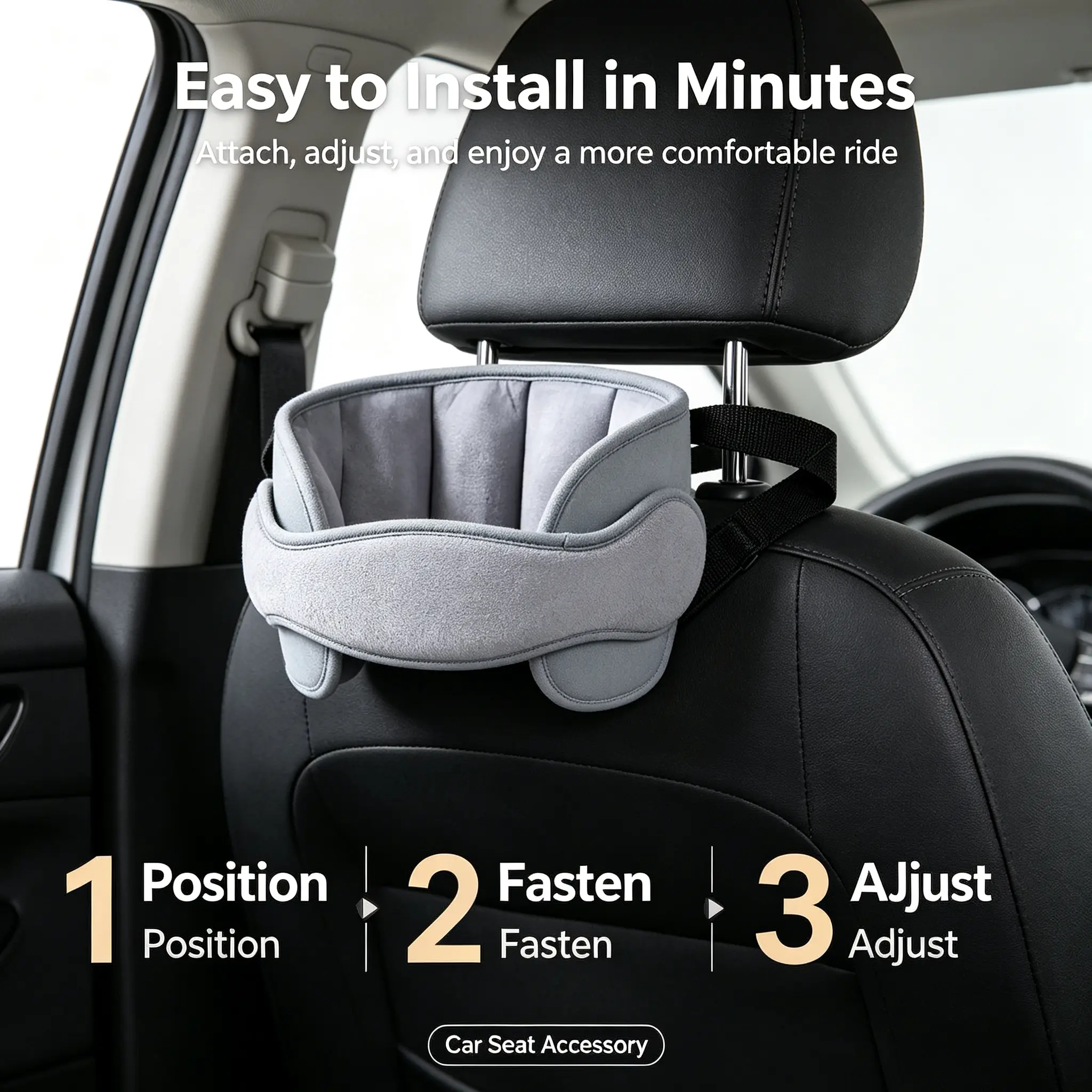 2Pcs/1Pcs Soft Adjustable Fabric Car Head Support Strap, Comfort Neck‑Relief Sleeping Head Rest Holder, Secure Stable Car Seat Accessory for Road Trips, Daily Commute & Long‑Distance Travel