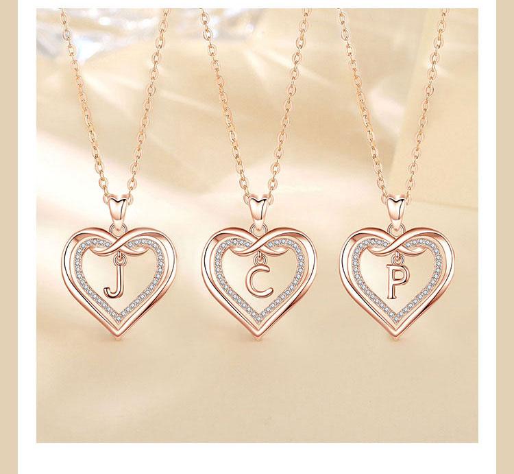 Elegant Captain Heart Initial Necklace with Cubic Zirconia, Personalized A-Z Alphabet Pendant, Delicate RoseGold Heart Jewelry for Women