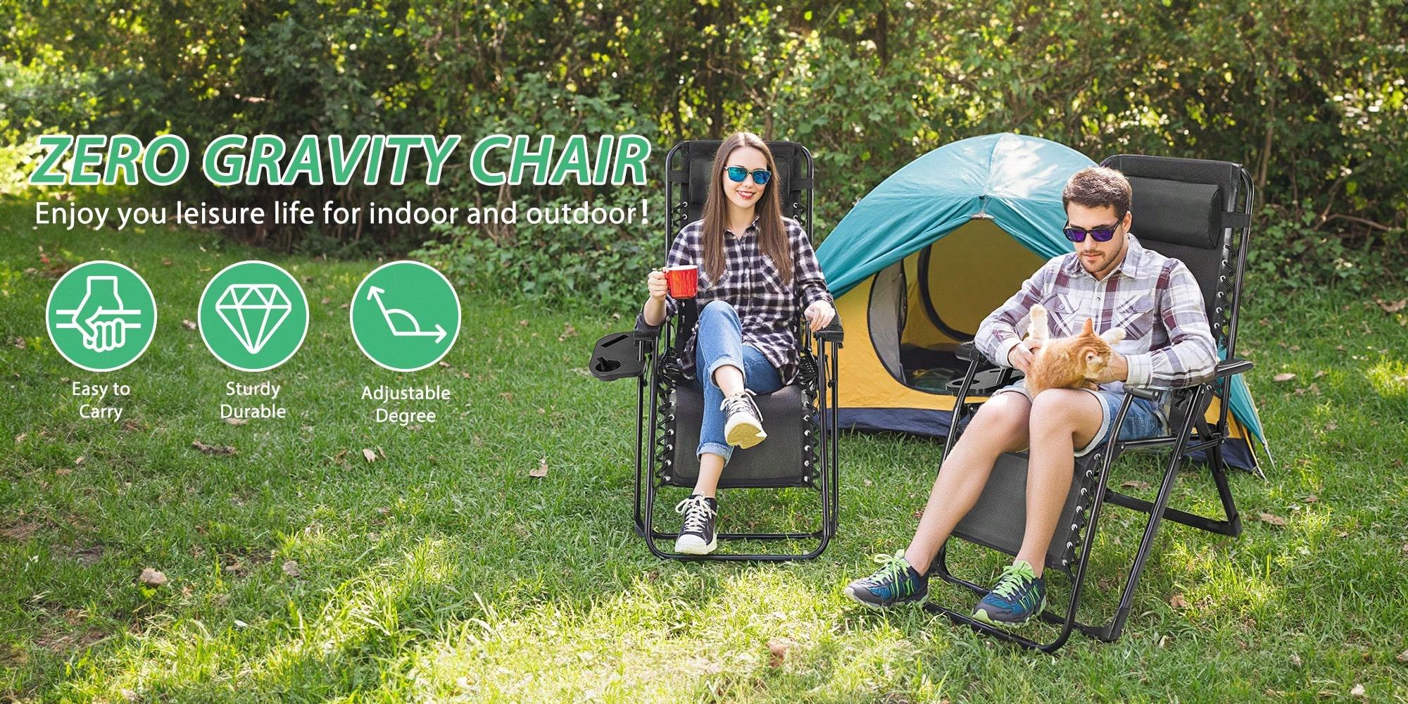 Zero Chair, Reclining Camping Lounge Chair, Reclining Patio Chairs With Cup Holder Trays And Removable Cushion, Folding Recliner Indoor And Outdoor, Sunbathing Lounge Chair, Reclining Sunlounger