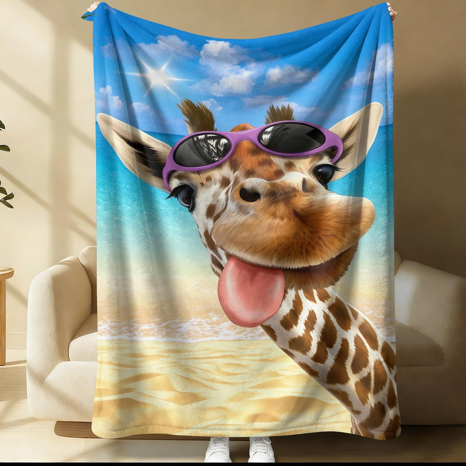 Giraffe Pattern Blanket, Suitable For Daily, Festival, And Birthday Gifts For Children And Adults. Soft, Warm, And Lightweight Plush Blanket, Perfect For Bed, Sofa, Car, And Room Decoration