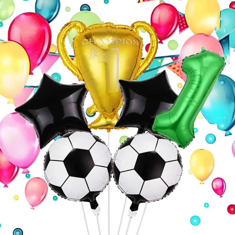 Soccer Trophy Number Foil Balloons, Multi Shape Mixed Color Set, Sports Events, Championship Celebrations, Festival & Party Decor