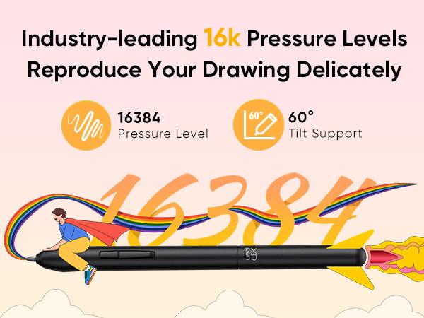 XPPen Deco 640 OSU Graphics Drawing Tablet 16384 Pressure Levels USB-C 60° Tilt Handy Writing Black 16K Precision 5080LPI Resolution
