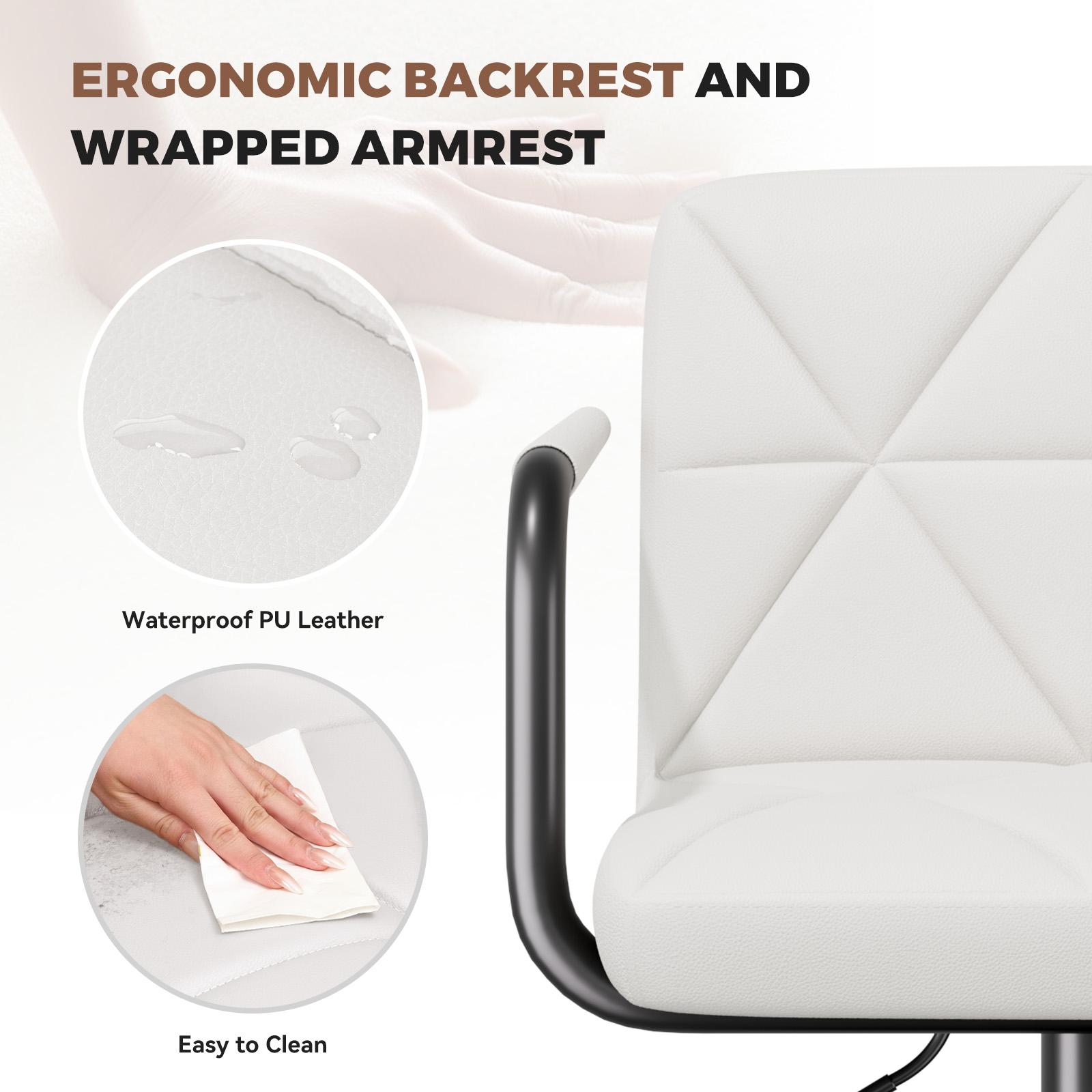 Set of 2 Barstools, Adjustable Height 25.5-34.5 IN with Back & Arms, Swivel PU Leather Upholstered Counter Height Bar Chairs Set of 2 Barstools, Adjustable Height 25.5-34.5 IN with Back & Arms, Swivel PU Leather Upholstered Counter Height Bar Chairs