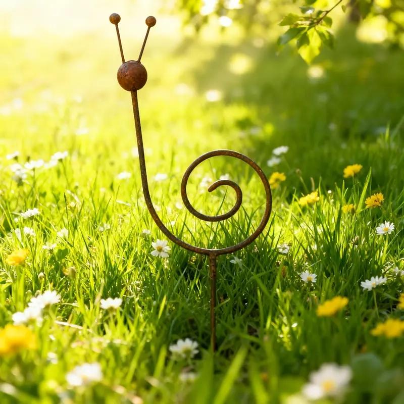 Rusty Metal Snail Plant Support, Minimalist Garden Ornament, Retro Snail Statue for Yard, Lawn & Garden Decor, Perfect Gift