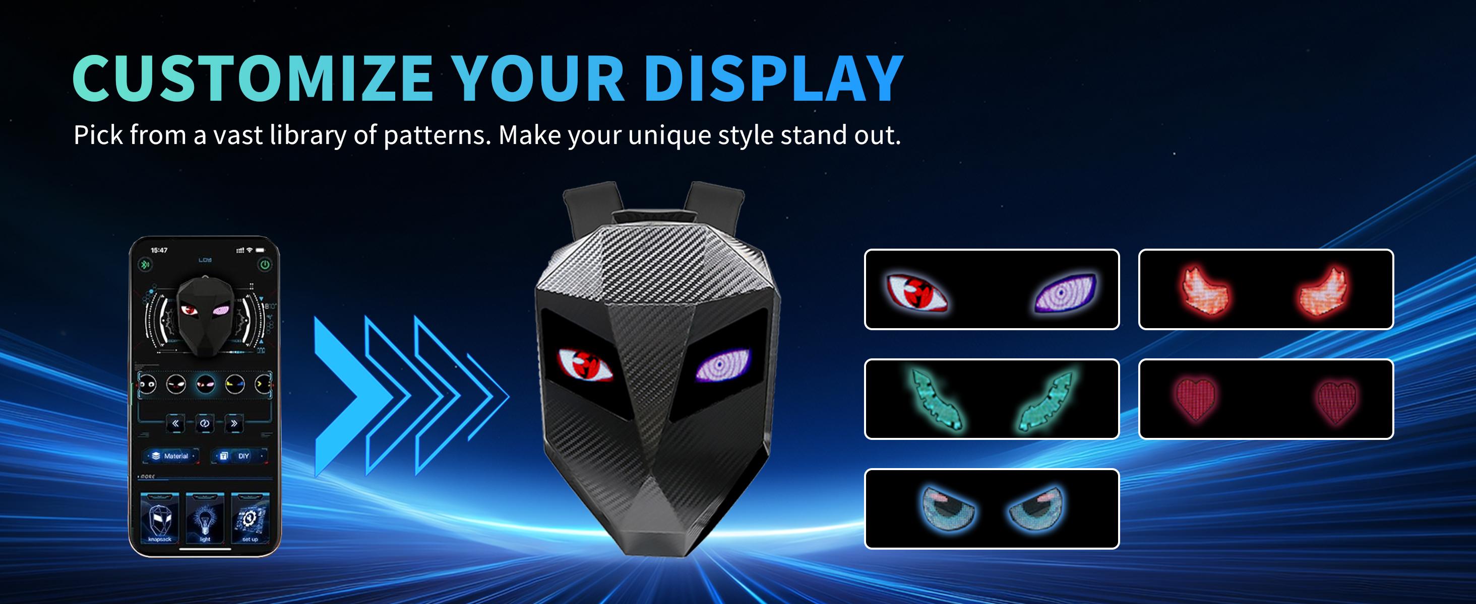 19" LED Motorcycle Backpack, Waterproof Hard Case Bag Animated Digital Laptop Backpack with ProgrammableMoving Eyes, DlY Backpack for Cycling,Perfect Gift Stylish Daypack backpack backpacks for women backpacks for men backpacks for school