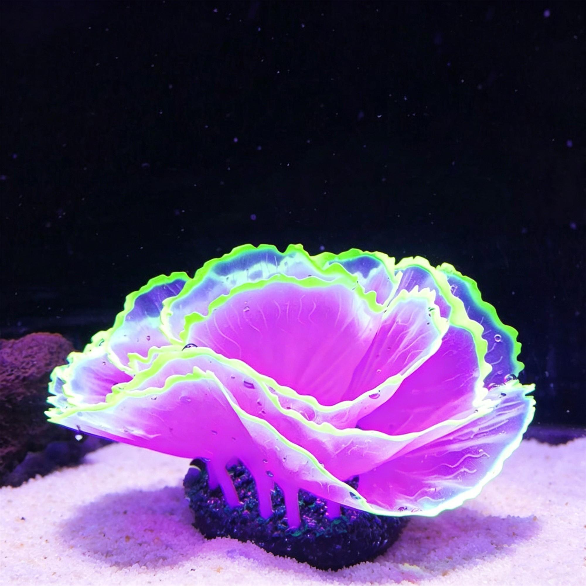 Aquarium Decorative Piece, Night Glow Fluorescent Jellyfish Coral Replica, Realistic Ocean Plant Decoration, Non-Electric Fish Tank Ornament