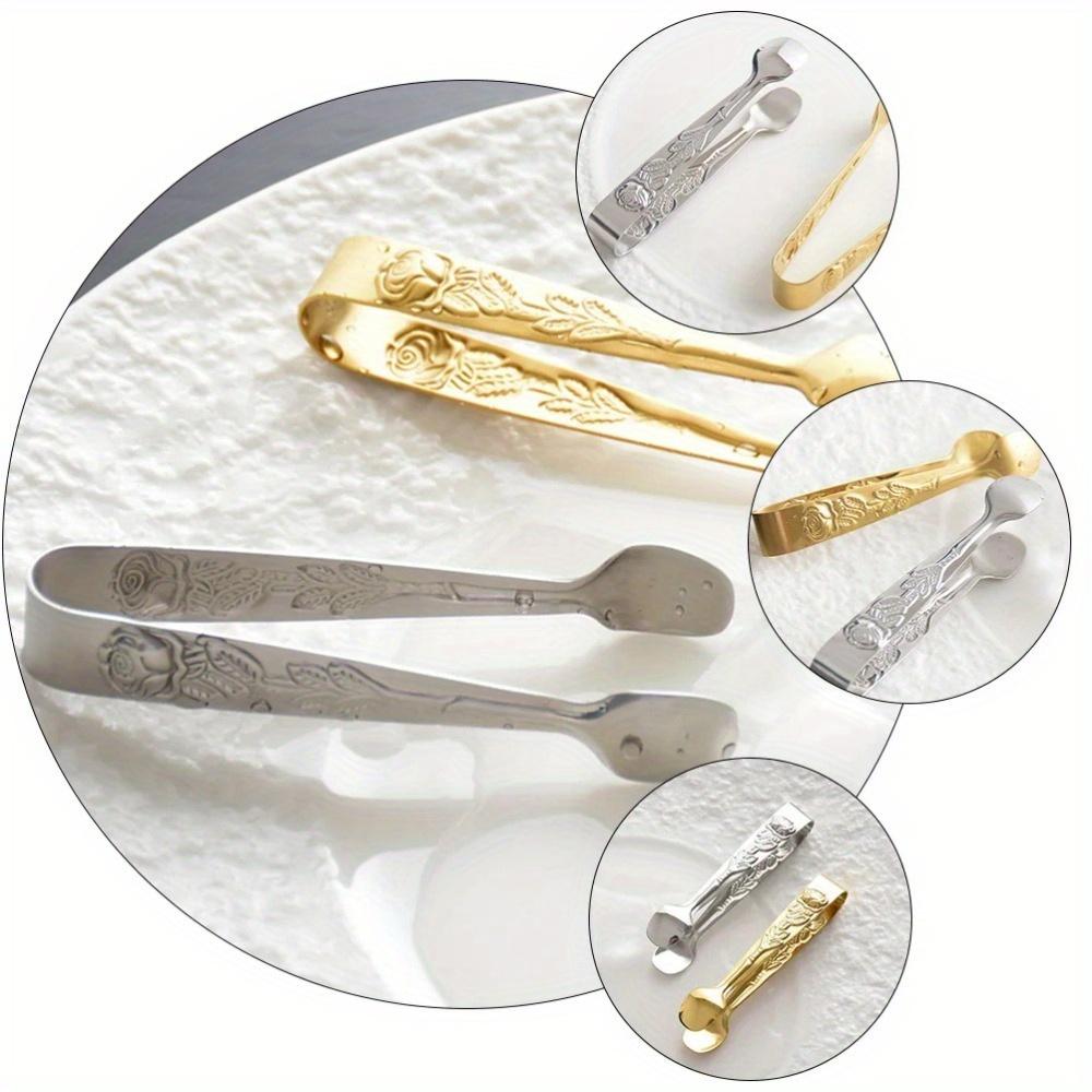 1pc ice tongs, sugar cube tongs, ice cube tongs, fruit tongs, bar ice bucket tongs, rose-shaped tongs, sugar tongs, mini food tongs, rose-patterned ice cube tongs, cookie tongs, lemon slice tweezers