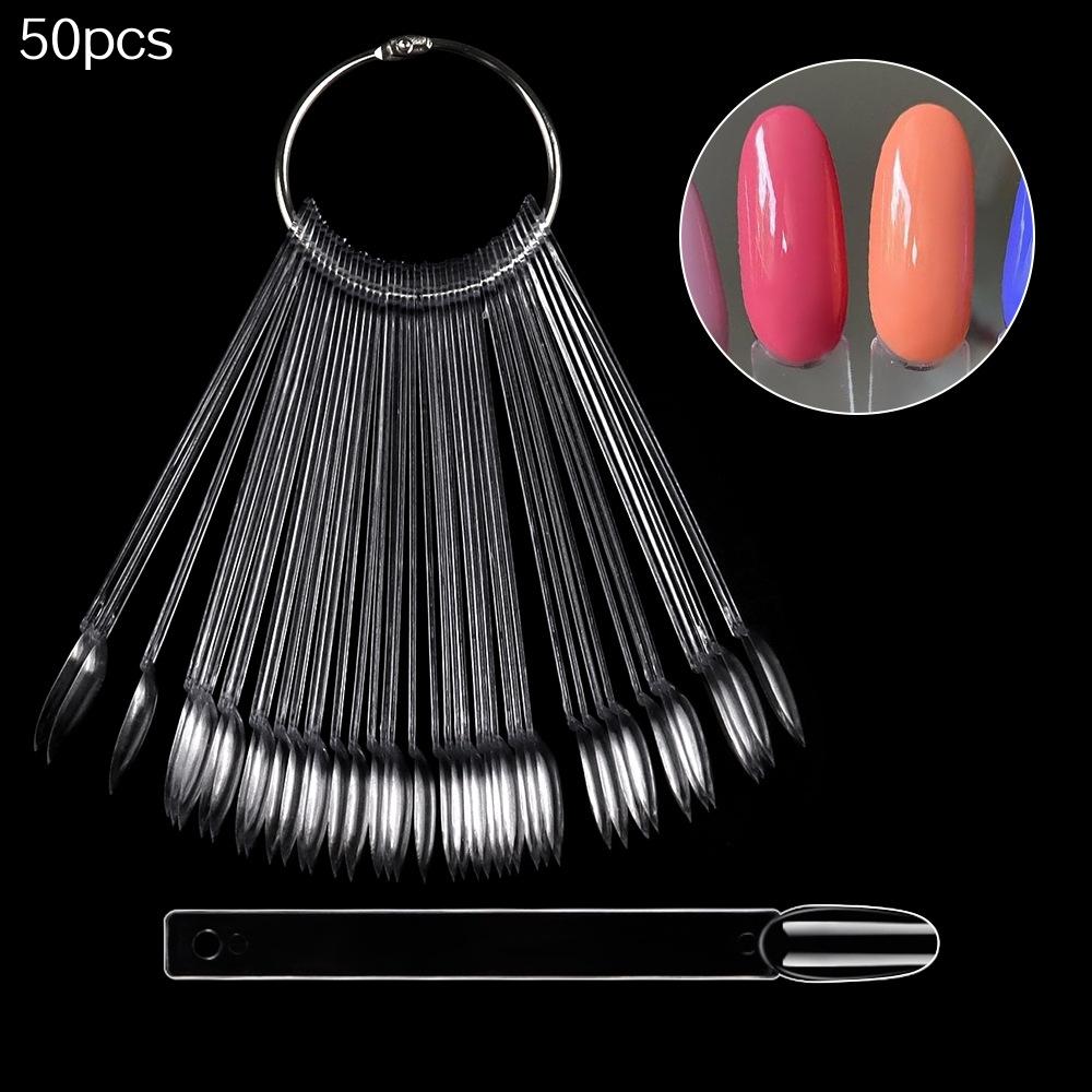 50 Nail Display Tips Transparent Sample Gel Polish Color Chart, Manicure Practice Tools, Single Item, No Ca Prop 65 Warning