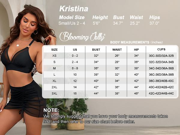 Blooming Jelly Cruvy Mesh High Wasited Bikini Sets Womens Tummy Control Swimsuits Swim Dress