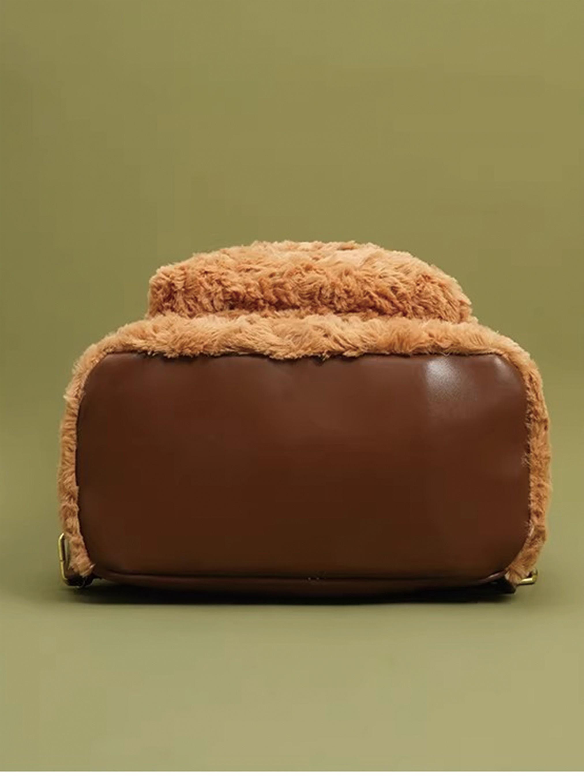 Teddy Bear Backpack - Cute and Playful Plush Shoulder Bag for Women | Mini Backpack with 3D Bear Face and Pom-pom Ornaments | Soft and Fluffy Crossbody Bag, Ideal for School, Outings and Daily Outfits | Viral Fashion Accessory on Douyin | Perfect Gift for