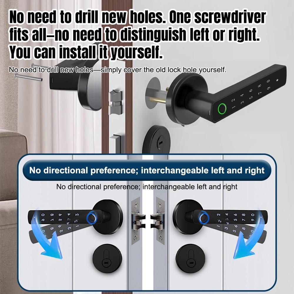 Upgraded Biometric Fingerprint Door Security Lock, Keyless Keypad Entry with Bluetooth and App Compatibility, Batteries Included, Easy to Install Smart Home Gadget, Fits 30mm-55mm Door Thickness, Smart Home Gadgets