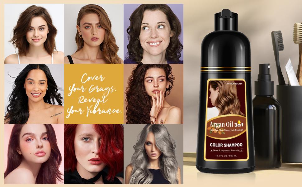 Blonde Brown Hair Dye Shampoo for Men Women , 3-in-1 Hair Color Shampoo tapa canas ,Instant Beautiful Hair Color, Semi Permanent Hight-defition Color Haircare