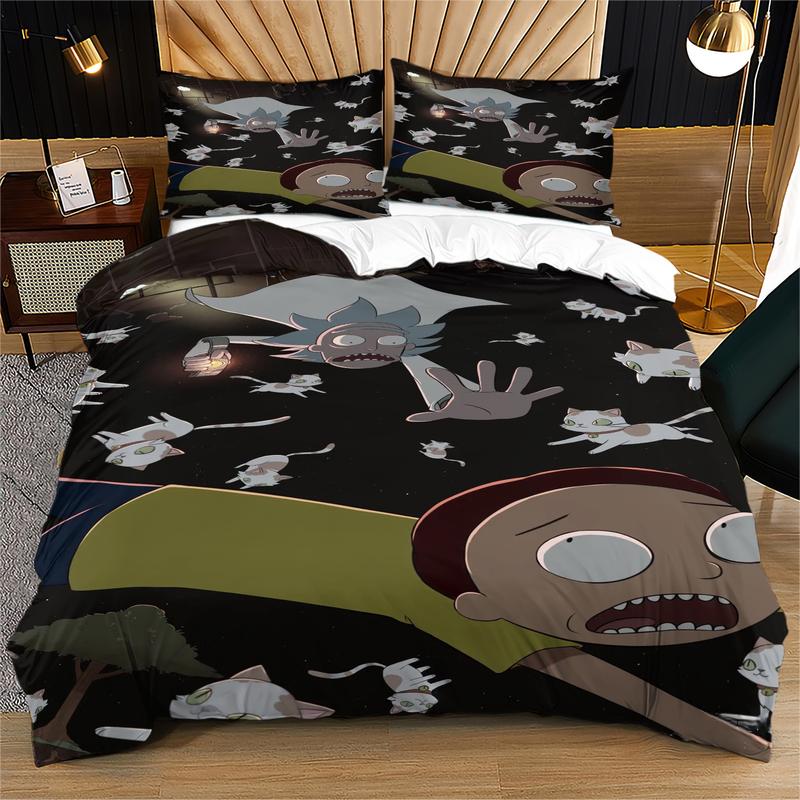 Rick and Morty Portal Jump Duvet Cover Set, 2/3-Piece (1 Duvet Cover + 1-2 Pillowcases) Soft Microfiber Bedding, Green Portal Design – Perfect Gift for Rick and Morty Fans