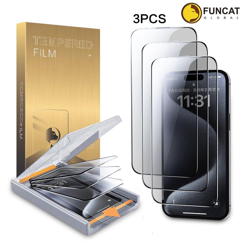 FUNCAT  [3PCS] Screen Protector Cabin;  For iphone 17/16/15/14/13 Dust Free, Bubble Free, Precise Fit, 【3pcs +A Reusable Cabin】 (High Definition/Anti-Spy)