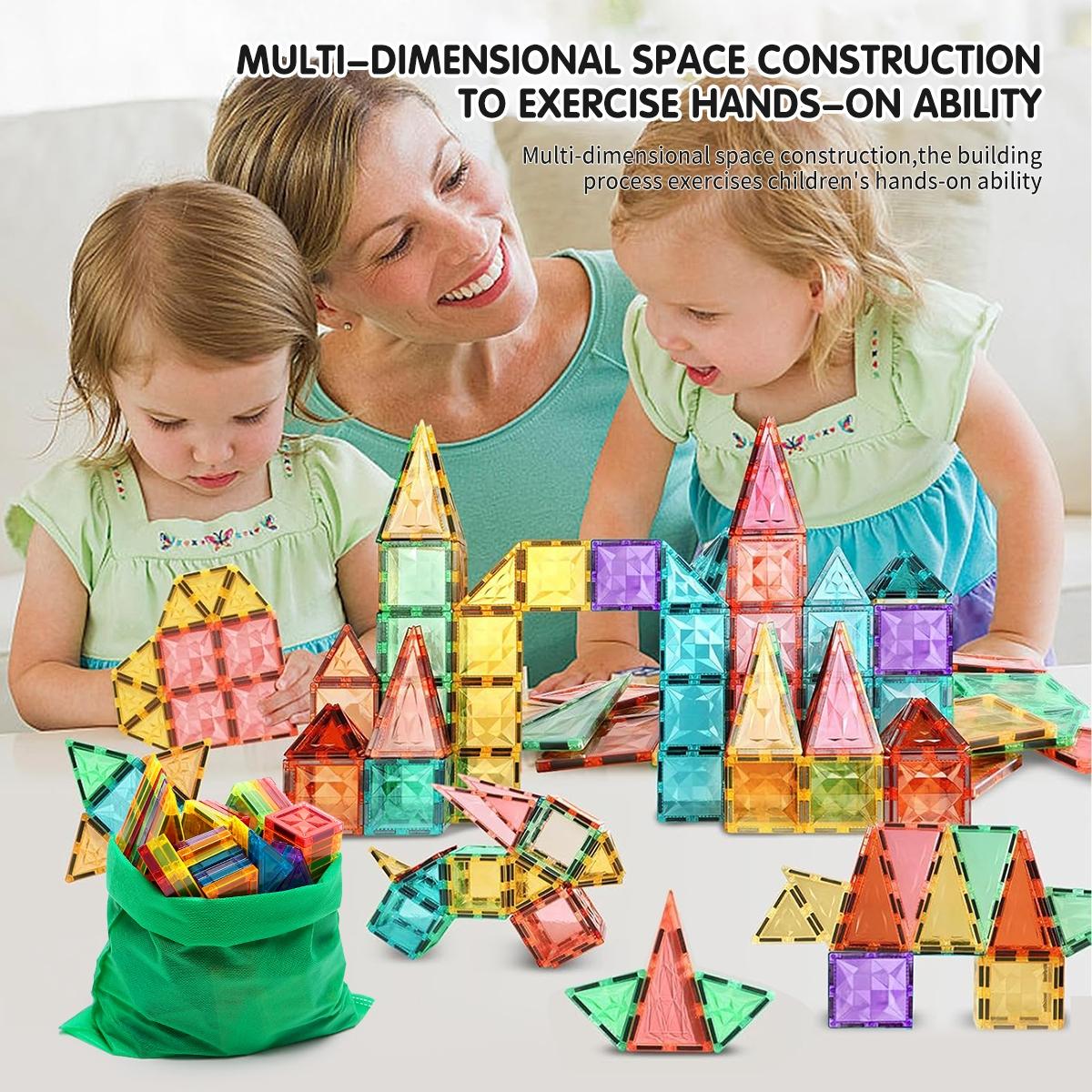 Magnetic Tiles Toy Set, 42/74/126/158 Pieces Boxed Magnetic Blocks, Birthday & Holiday Gift, Suitable for Kids Aged 3+, Magnetic Building Tiles