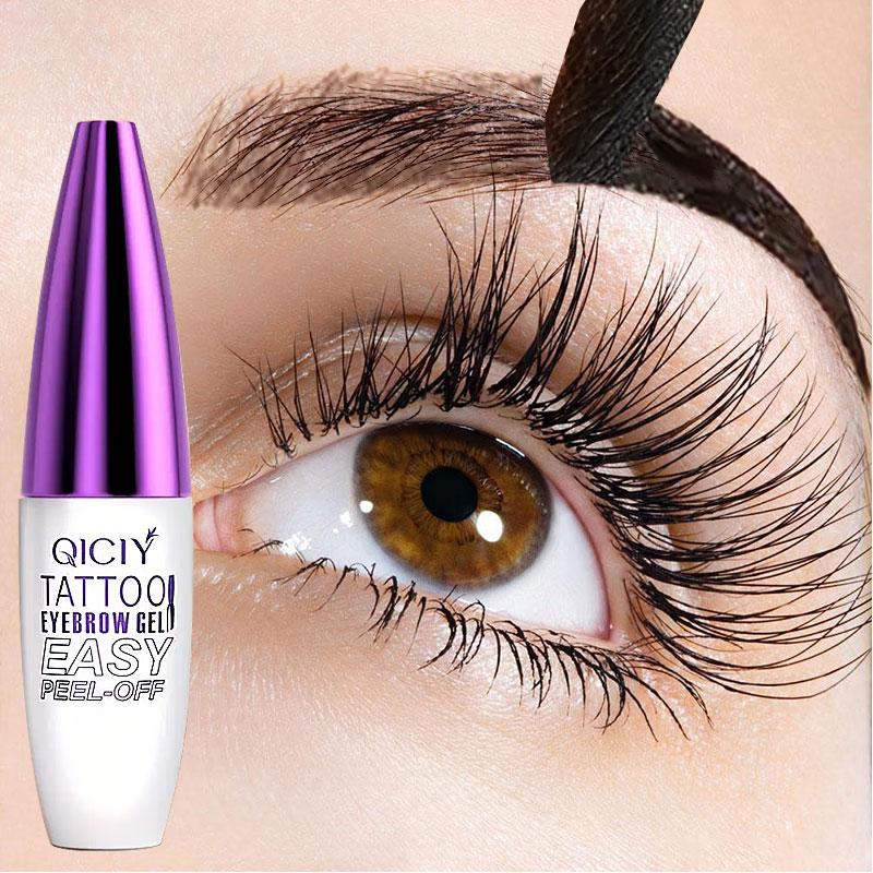 Easy Peel-Off Eyebrow Gel-Waterproof &Sweatproof, Long-Lasting Black or Brown TattooTint, Film Forming, Medium Coverage for All SkinTypes Makeup Cosmetic 1#Brown