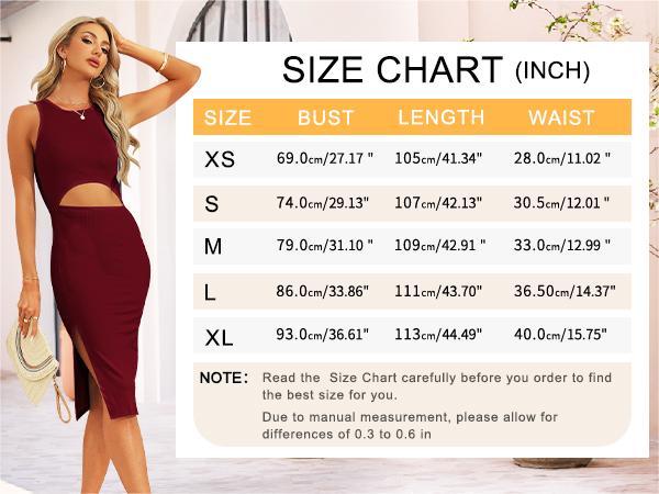 AUSELILY & MISFAY Date Night Dress Women's Ribbed Knit Bodycon Midi Dress Fall Casual Chic Crew Neck Cutout Casual Slit Dress