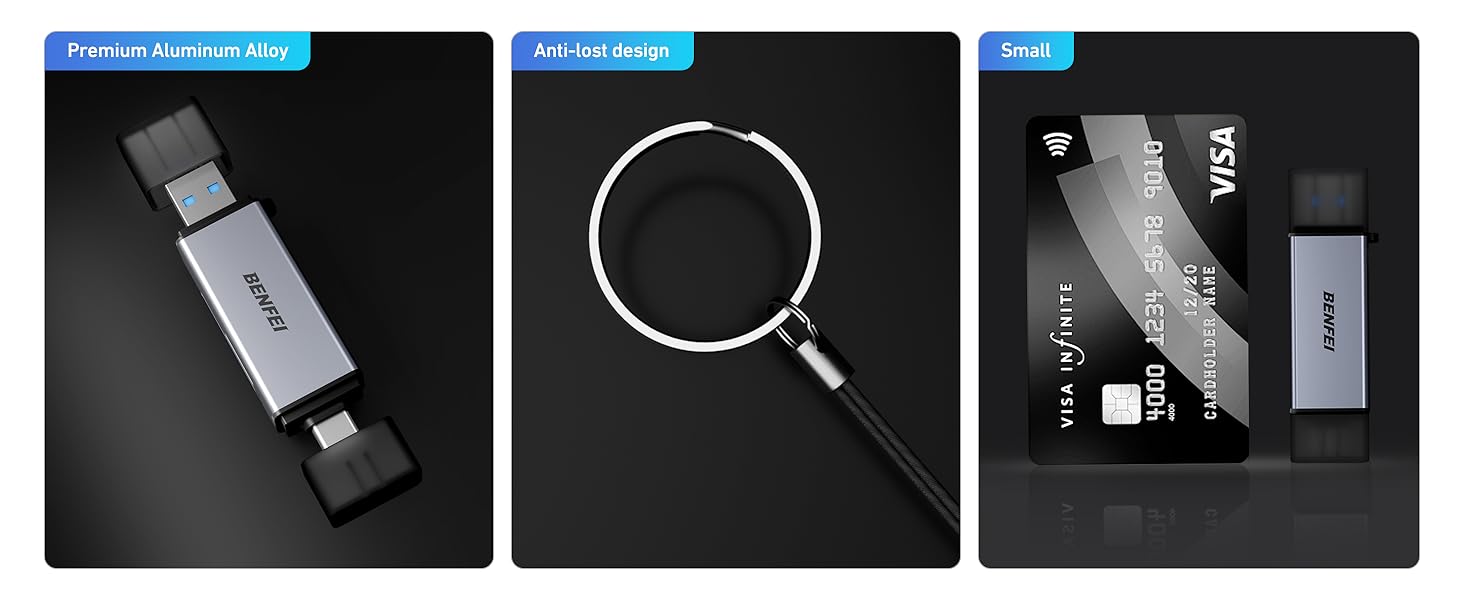 BENFEI SD Card Reader, USB C to SD Micro SD Card Memory Card Adapter Dual Slot Compatible with iPhone 15 Pro/Max, MacBook Pro/Air 2023, iPad Pro, iMac, S23, XPS 17, Surface Book 3 and More BENFEI SD Card Reader, USB C to SD Micro SD Card Memory Card Adapter Dual Slot Compatible with iPhone 15 Pro/Max, MacBook Pro/Air 2023, iPad Pro, iMac, S23, XPS 17, Surface Book 3 and More