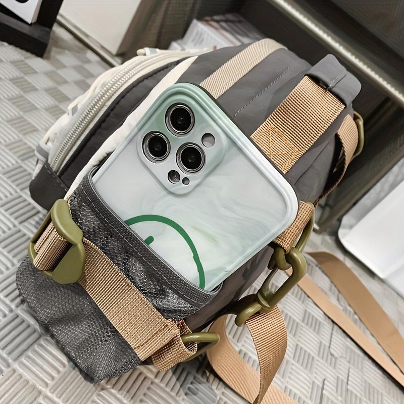 Color-Block Travel Backpack, Women's Multi-Functional Multi-Pocket Drawstring Bag, Unisex Luggage for Middle School Students, Draw String Bag