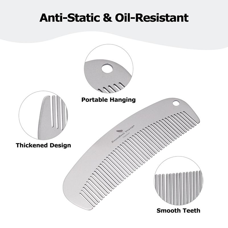 Boundless Voyage Titanium Hair Comb, Ultra-Light Metal Anti-Static Straight Comb for Bangs and Beards, Hair Tool, Hair Styling Tools