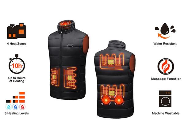 [Power Bank or Battery Pack Not included] Unisex Heated Vests Waterproof with Massage Slim Fit Fleece Warm Lightweight Heated Puffer Vests