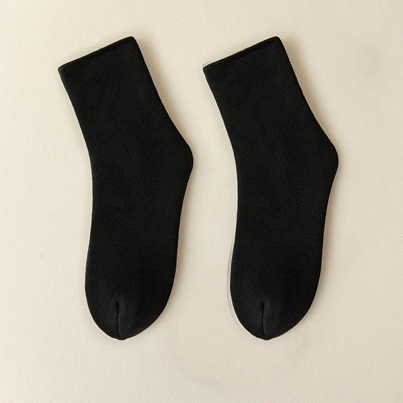 5 Pairs Men's Thick Thermal Winter Socks, Warm Insulated Cold Weather Hiking Snow Crew Socks, Soft Cushioned Long Socks for Outdoor Work Hiking, Black