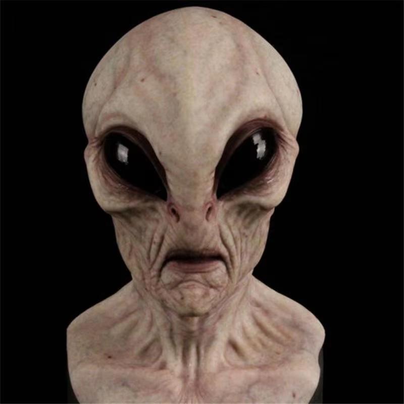 Halloween Alien Latex Mask - Unisex Adult Mature Space Element Cosplay Horror UFO Skull Helmet, Carnival Dress-Up Party Costume Prop Accessories for Novelty Toy Enthusiasts