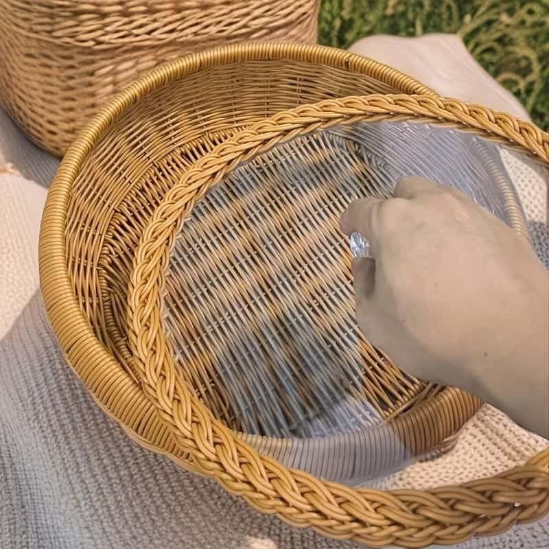 Handmade Storage Basket with Transparent Lid, Reinforced Organizer, Home Decor, Multi-Use for Living Room, Bedroom, Garden, Camping, Party