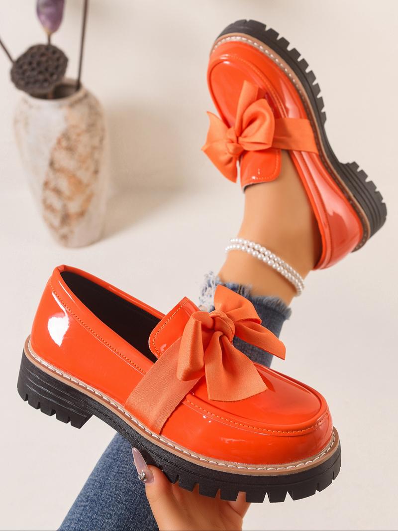 Women's Bowknot Loafers, Spring & Fall Casual PU Leather Shoes, Plain Pattern, Less Than Ankle Height, PVC Sole Women's Bowknot Loafers, Spring & Fall Casual PU Leather Shoes, Plain Pattern, Less Than Ankle Height, PVC Sole