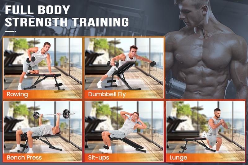 【TikTokShopBlackFriday】OPPSDECOR Weight Bench, Adjustable Strength Training Bench for Full Body Workout with Fast Folding lifting equipment - Perfect Gift for Father's Day, Christmas & Special Days