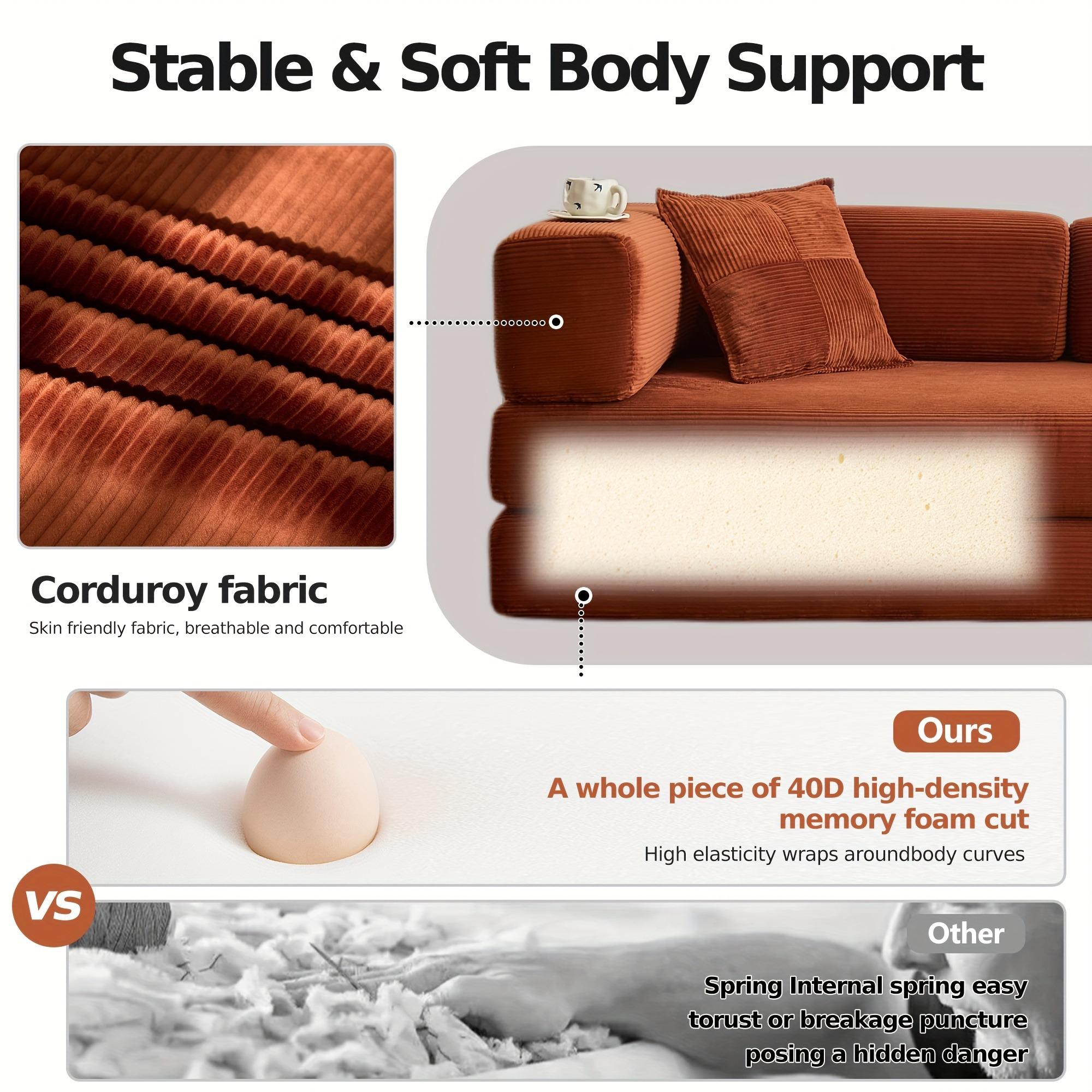 78.8'' Sofa Bed Cloud Couch Corduroy Upholstered Sectional Convertible Multi-Functional Floor Sofa for Living Room & Apartment Furniture